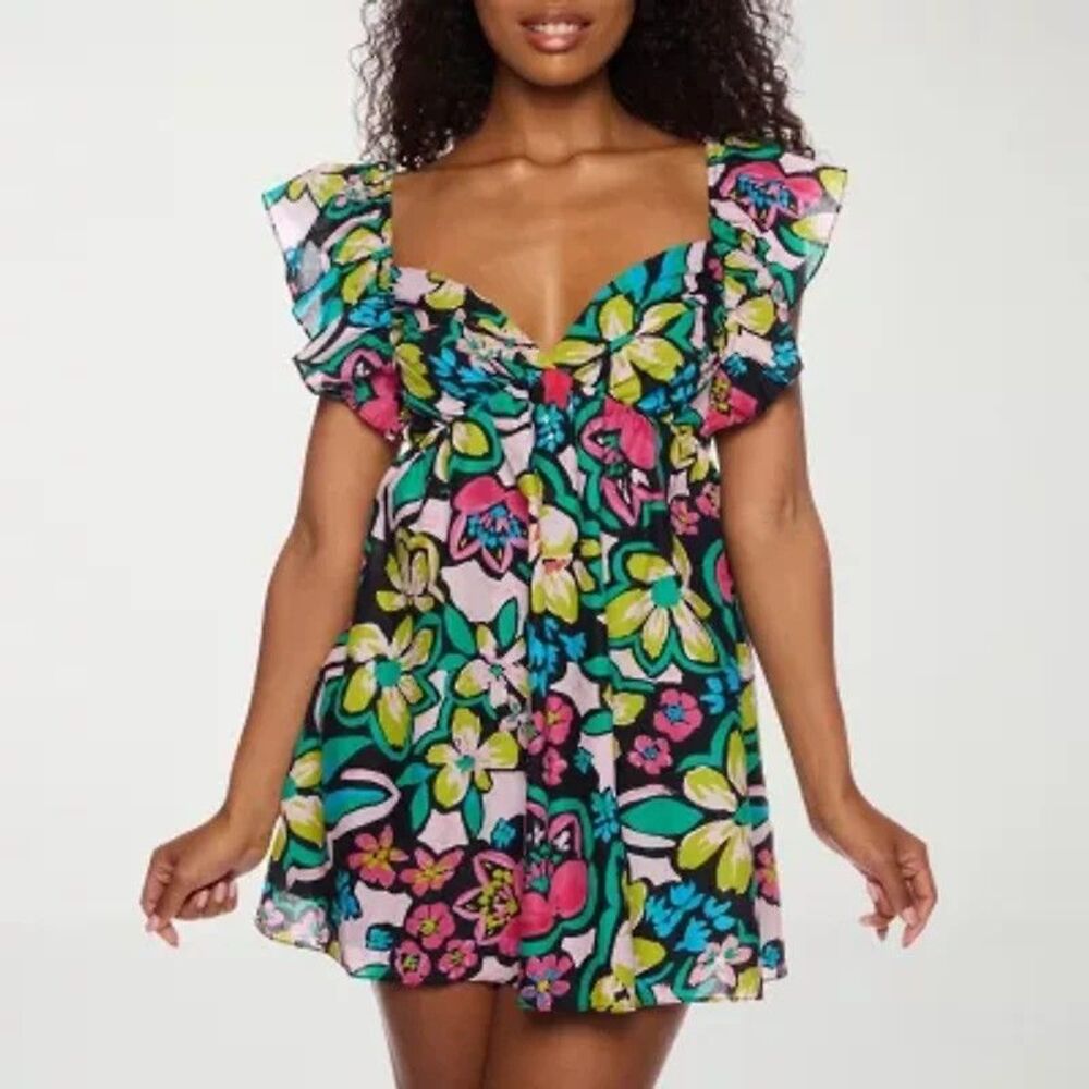 B. Smart Multicolor Floral Babydoll Dress Women's Junior Size 15 Or XL NWT
